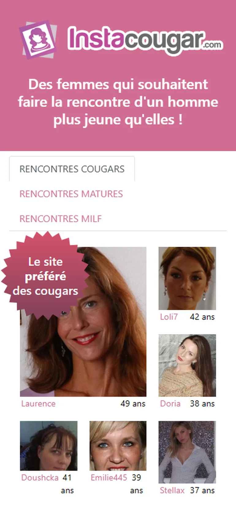InstaCougar avis vue mobile