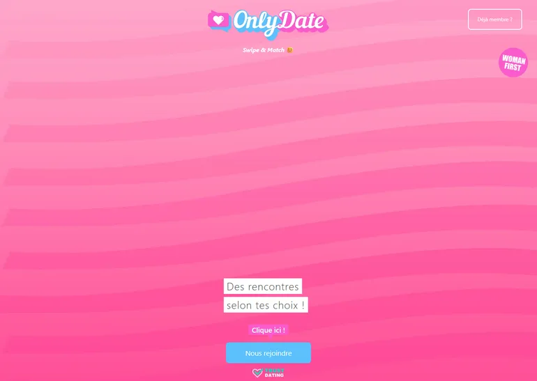OnlyDate avis page d'accueil