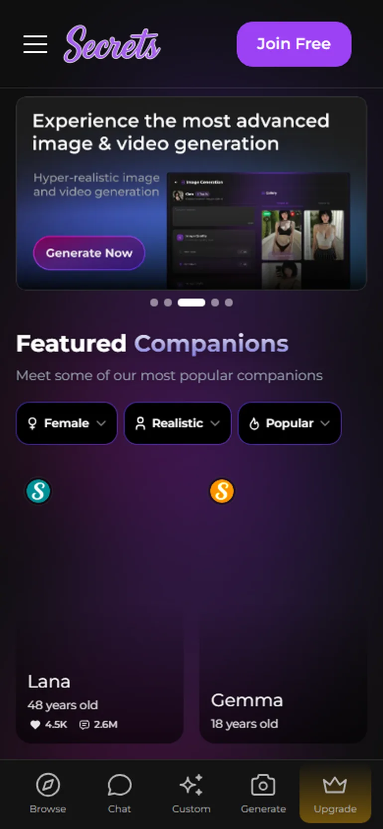 Secrets AI avis vue mobile